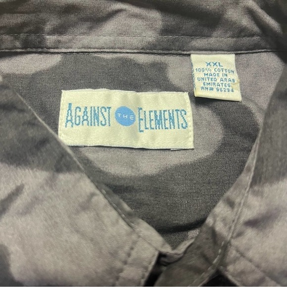 Against The Elements Gray Cotton Hawaiian Aloha Palm Trees Shirt Men’s XXL - Picture 2 of 5